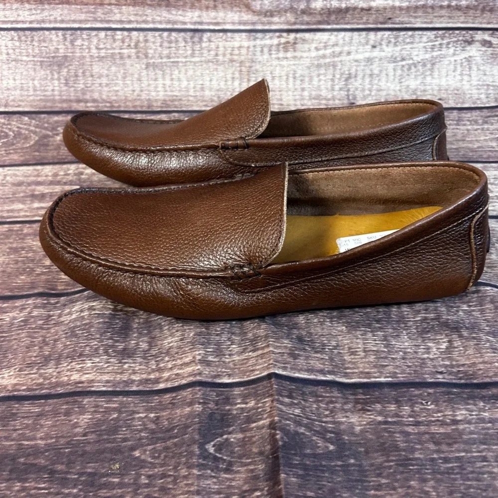 Steve Madden Bernie Mens Brown Pebbled Leather Driving Loafers BERN01M1 Size 10